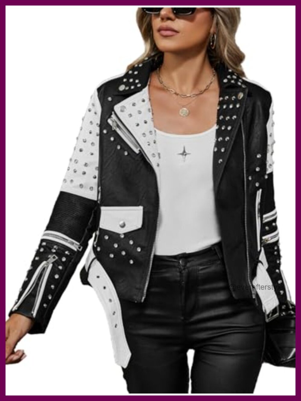 Women's Faux Leather Moto Zip Up Jacket Cropped Belted